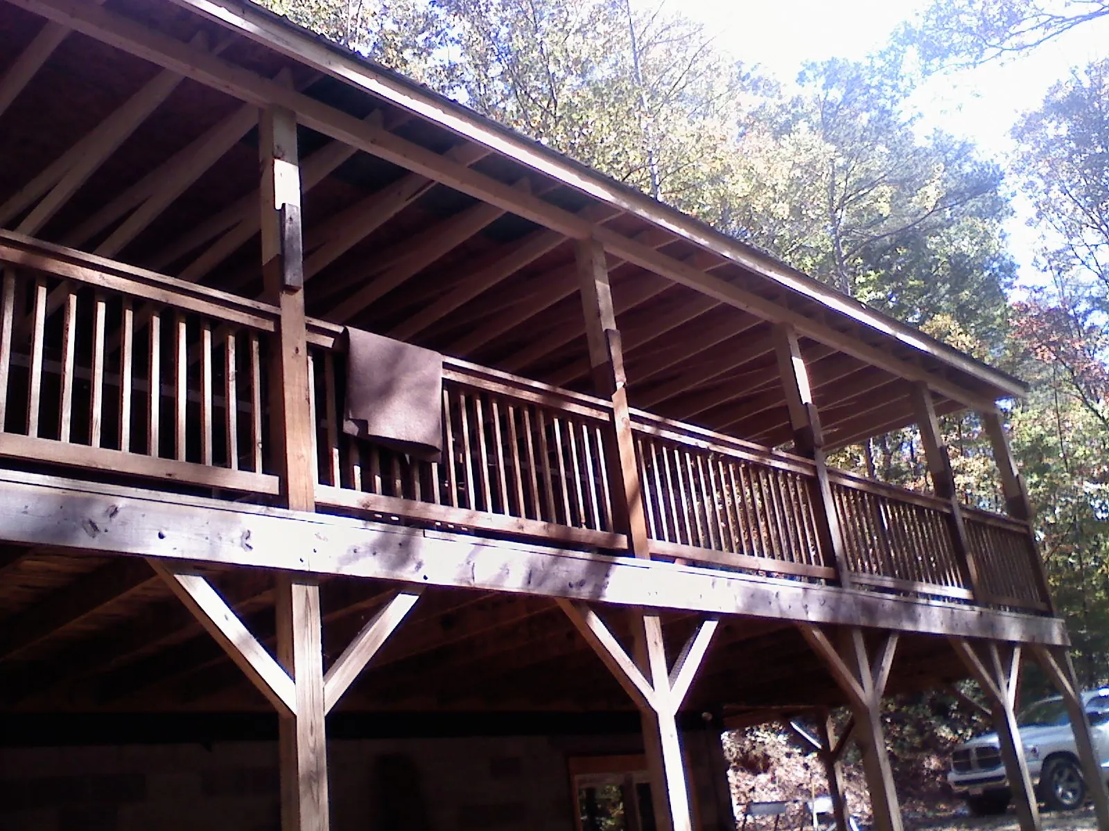 Timber framing under a new elevated porch and deck — Roof Leak Repair in Flint Hill by Roofing Brothers